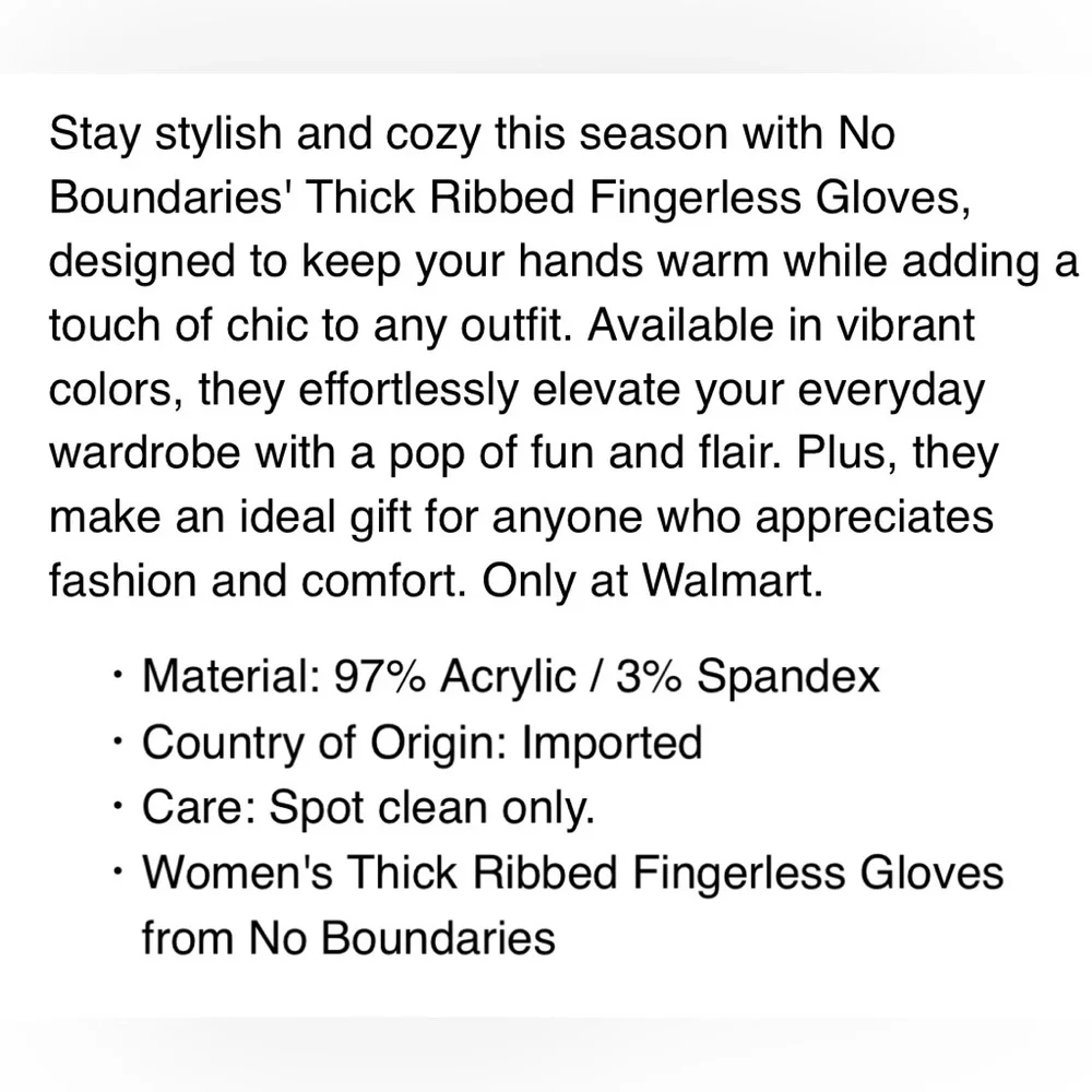 🔴 3/$12 🔥 NWT No Boundaries Hot Pink Ribbed‎ Fingerless Gloves OS Y2K